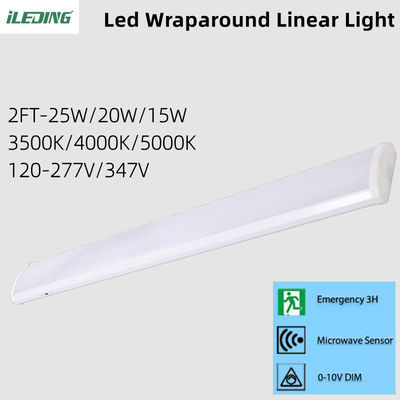 AC 110V ± 10% 2FT 4FT Commercial LED Batten Wrap Light Superfície montada Lâmpada de envolvimento LED linear