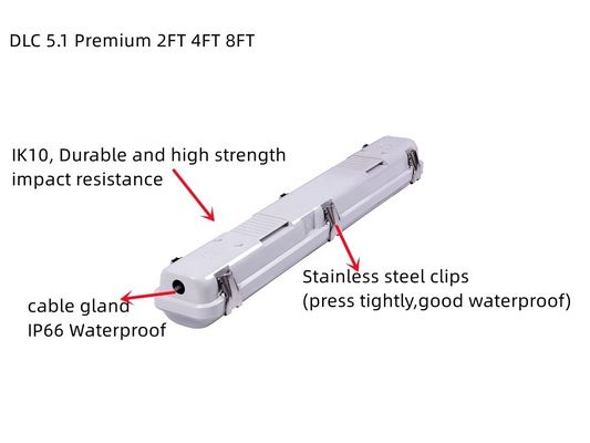 80 Ra Suporte Dimmer Industrial 8FT Led Vapor Tight High Bay Tri prova 90W 75W 65W Waterproof Light Fixture