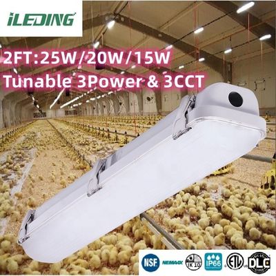 85 CRI LED Vapor Tight Garage Light Fixture Switchable 2FT Tri-proof Light para Oficina IP66 Impermeável