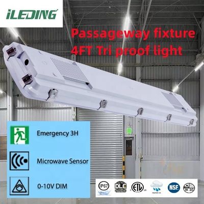 Superfície montada 4FT 0-10V DIM Led Triproof Batten Light Fixture IP67 Vapor Tight para armazenamento 5-