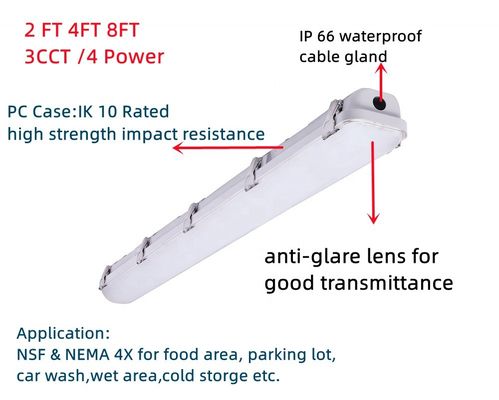 DLC IP66 35W 46W 4FT LED Vapor Tight Garage Light Fixture para soluções de iluminação de longa duração