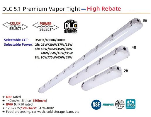 ETL DLC Listed LED Vapor Tight Light 4FT 46W 38W 30W para Armadilhas Tri-proof do Armazém